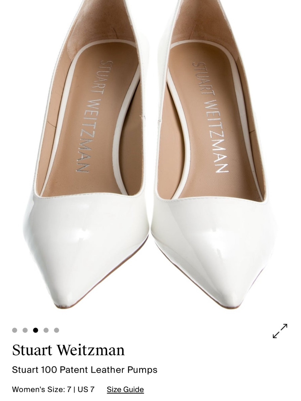 Stuart Weitzman 100 Nude Patent Leather Pointed-Toe Pumps